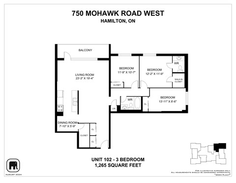 Floor plan for 3 beds, 1 bath